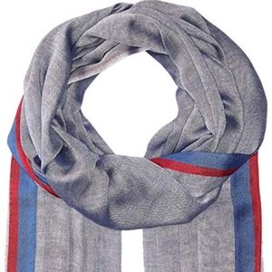 Calvin Klein Stripe-Border Chambray Scarf